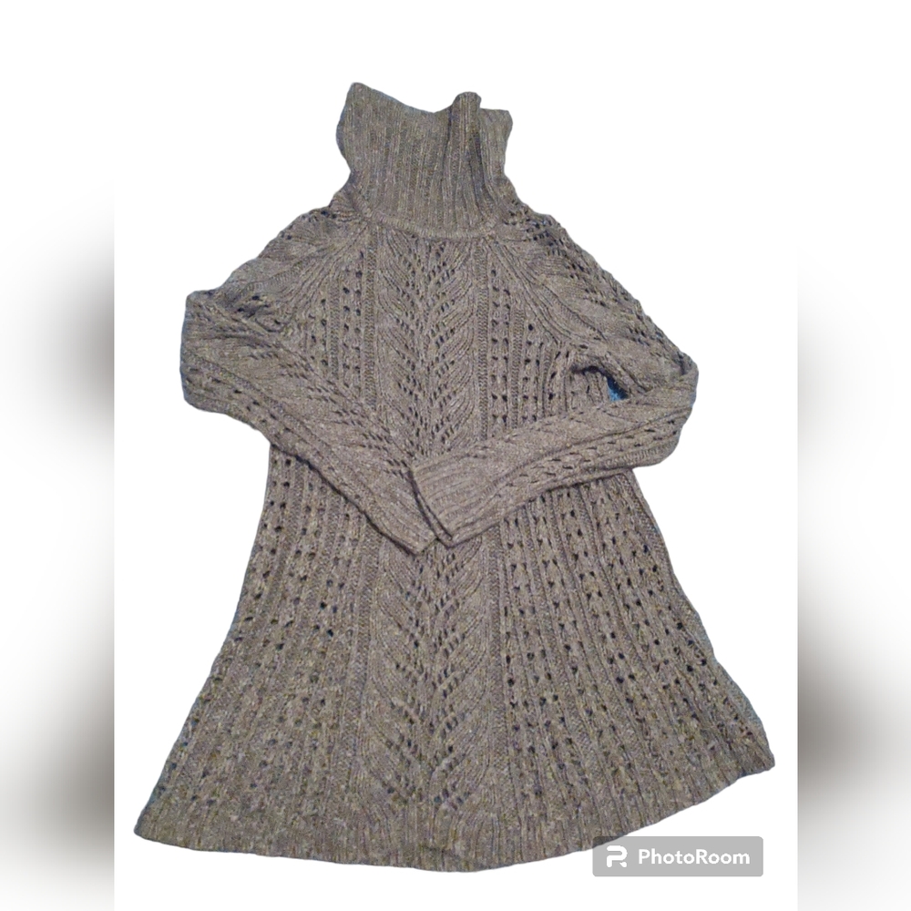 Anthropologie Sleeping on Snow Eldora Turtle Neck Open Knit Tunic Sweater Small‎